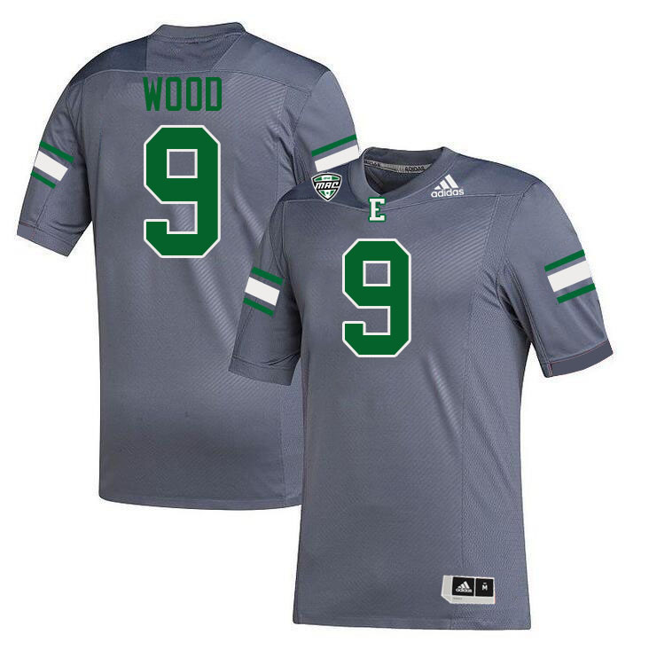 Eastern Michigan Eagles #9 Makhail Wood College Football Jerseys Stitched Sale-Grey